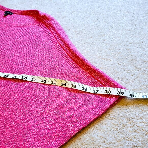 Talbots Pink Sequin Poncho Sweater Asymmetrical Hem Women's Size M/L Barbiecore - Picture 7 of 8